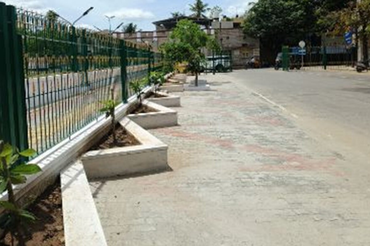 Construction of parking area and foot path infront of DC office at mandya city